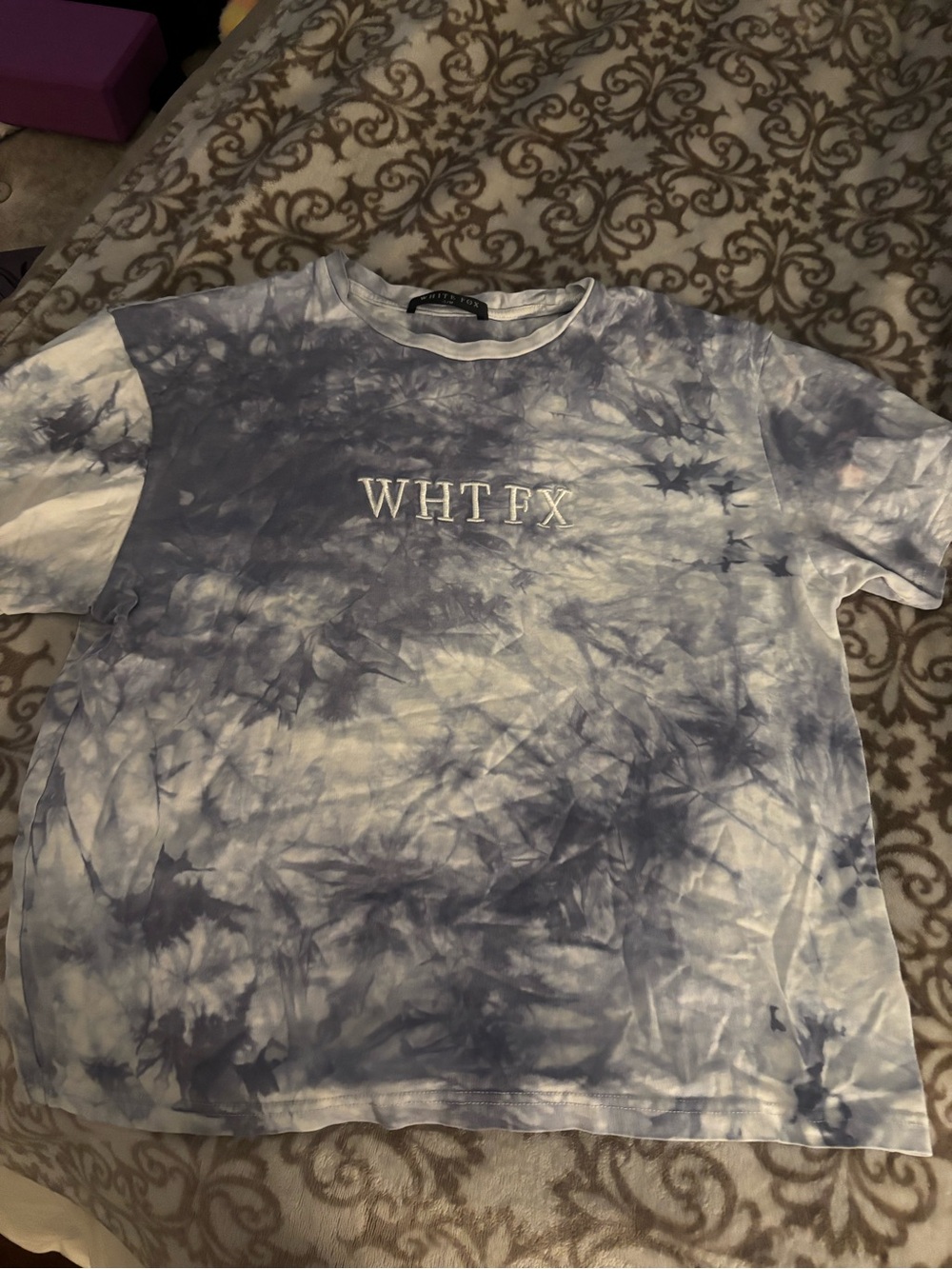 White Fox Boutique blue & White Tie-Dye Tee